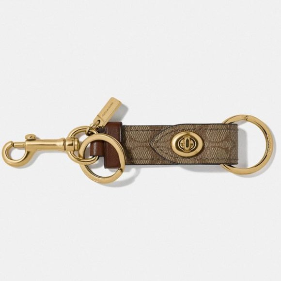 Coach Leather Trigger Snap Bag Charm Key Ring Fob - Picture 1 of 8